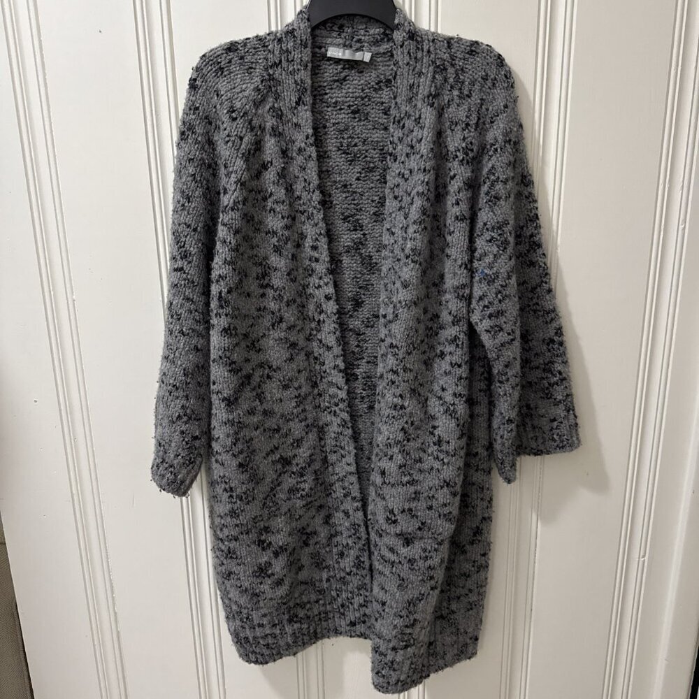 Vince Marled Wool cashmere Blend Belted Gray Sweater Coat cardigan Size XS - Picture 3 of 11